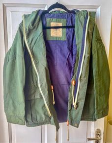 Next x British Millerain Premium Utility Outwear Green Fabric Wax Cotton Parka Jacket Size M