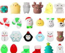 30Pcs Christmas Mochi Squeeze Toys Set for Kids, Kawaii Mini Soft Squeeze Toys, Cute Animal Squishy Toy Stress Relief Toys for Christmas Birthday Gift (FREE POSTAGE)