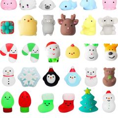 30Pcs Christmas Mochi Squeeze Toys Set for Kids, Kawaii Mini Soft Squeeze Toys, Cute Animal Squishy Toy Stress Relief Toys for Christmas Birthday Gift (FREE POSTAGE)