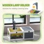 Tortoise Table with Wooden Lamp Holder, Wooden Tortoise House w/ Openable Lids, Pull-Out Trays - Grey Image 6