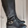 ALDO Black Waterproof Leather Knee-High Riding Boots with Ankle Buckle Image 10