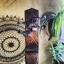 THE ROUGHNECK Fretless hand carved African neck with a vintage Hunters biscuit tin Image 3