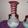 1960's pair Spanish Lafiore Scavo glass vases Image 2