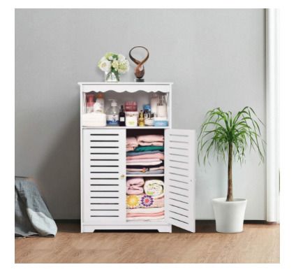 Bathroom Cabinet,Waterproof  Bathroom Floor Cabinet,Storage Cupboard Unit,White Bathroom Storage Organizer,Free Standing Cabinet,Compact Cabinet Store Bathroom Accessories