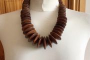 Vintage statement chunky  wooden disc Graduated necklace