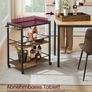 Industrial Style Serving Trolley Kitchen Trolley with Removable Tray with Adjustable Feet and Wheels Kitchen Shelf Steel Frame 65 x 40 x 86 cm Brown Rustic Black Image 5
