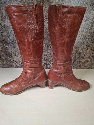 Vintage womens Dr Martens 11436 brown leather heeled riding boots knee high Size Uk 4 EU 37