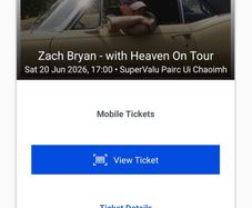 Zach Bryan Seated tickets x 3 Cork June 20th