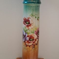 Vintage floral painted candlestick
