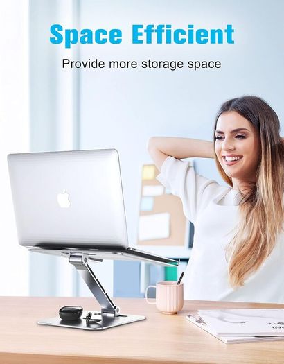 Laptop Stand, Ergonomic Foldable Computer Stand with Adjustable Height, Ventilated Aluminium Alloy Laptop Riser Desktop Book Stands Compatible with MacBook Air Pro
