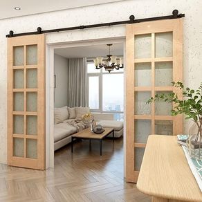 Sliding door kit  Barn Door Hardware Kit Barn Door Kit 10 FT Carbon Steel for Double Doors