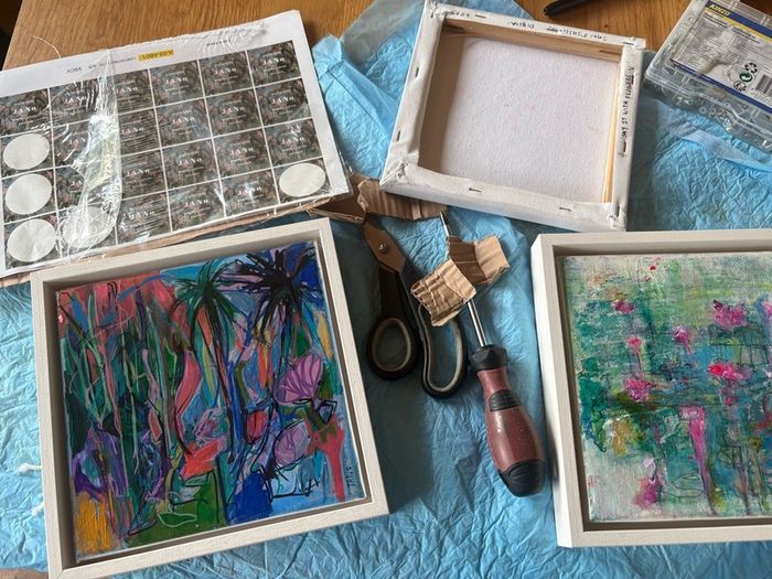 FREE Frame Original Art Original Painting Tropical Art Botanical Art Blue Painting