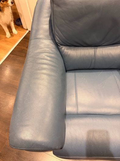 Blue Leather Power Recliner