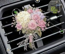 1pc Pink Flower Acrylic Car Vent Clip Diffuser