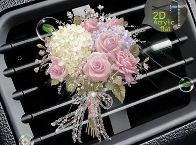 1pc Pink Flower Acrylic Car Vent Clip Diffuser