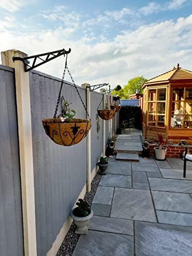 Hanging Basket Brackets for Concrete Fence Posts [2 PACK] Supports Easy Fill Baskets, Lantern Bird Feeders Adjustable Height Visit the HowseHold Store