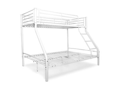 White Double Metal Bunk Bed Sturdy Frame