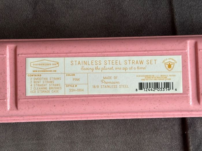 Brand New Unopened Designworks Ink Stainless Steel Straw Set