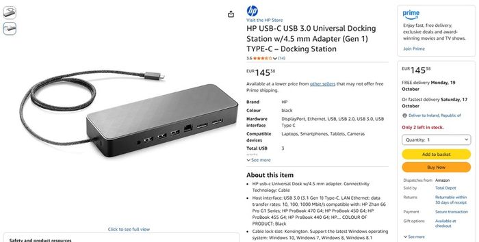 HP USB-C Universal Docking Station  HSA-B005DS