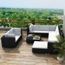 32-Piece Set Poly Rattan Sofa Lounge Set Garden Furniture, black Image 2