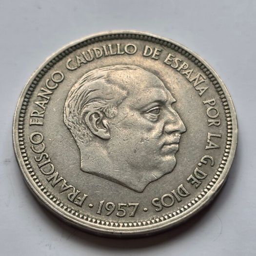 Spain 50 Pesetas 1957 Silver. F. Franco