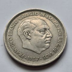 Spain 50 Pesetas 1957 Silver. F. Franco