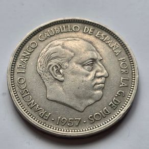 Spain 50 Pesetas 1957 Silver. F. Franco
