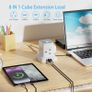 Cube Extension Lead with USB Slots,4 Way Multi Plug Extension Socket Tower with 2 USB C & 2 USB A Ports,Overload Protected Extension Lead with Switch,2M Extension Cable for Home Office Kitchen Image 2