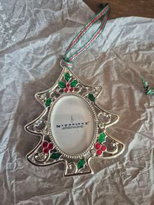 Newbridge Silver Christmas Holly Tree Photo Frame Decoration