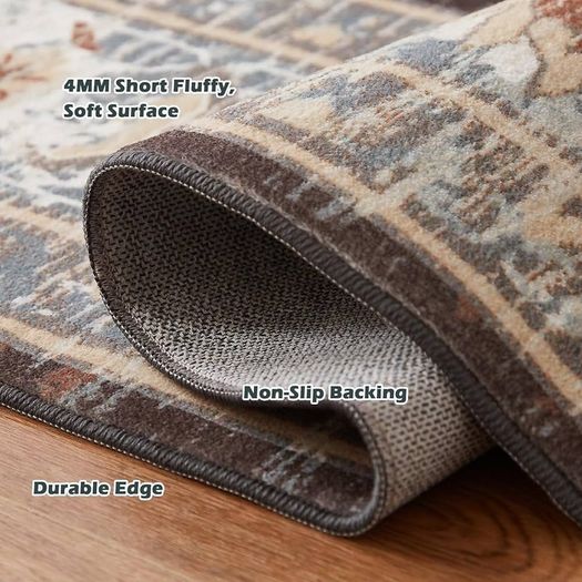 Washable Rugs Living Room Boho Rug for Bedroom Anti Slip Rugs Classic Large Rugs for Living Room Vintage Area Rugs Soft Short Pile Rug Washable Rugs Vintage 80x150CM Blue