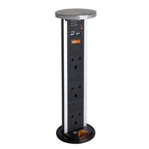 New Kengo Kitchen Worktop Pop UP Power Socket Plug - Stainless Steel Top with USB 1300mA