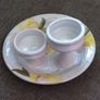 Judy Greene Pottery/ 2 candle holder/ Gentian design Image 3
