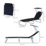 Reclining Chair Sun Lounger Folding Lounger Seat with Sun Shade Awning Beach Garden Outdoor Patio Recliner Adjustable (Black) Image 2