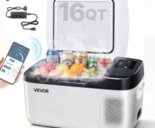 Car Refrigerator, DC 12/24V AC100-240V Compressor Electric Cooler, -20 C to 20 C Car Fridge with APP Control, 15L Cars Freezer for RVs, Campsites, Boats, Camping, Fishing, 60W Portable Freezer