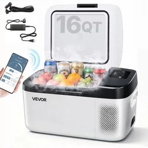 Car Refrigerator, DC 12/24V AC100-240V Compressor Electric Cooler, -20 C to 20 C Car Fridge with APP Control, 15L Cars Freezer for RVs, Campsites, Boats, Camping, Fishing, 60W Portable Freezer