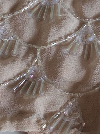 Miss Selfridges - Beige Cream Scallop Beading Vintage Style Shorts