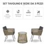 3 PCS Webbed Wicker Rattan Patio Furniture Conversation Bistro Set 2 Chairs 1 Coffee Table w/ Metal Legs for Garden, Backyard, Deck Image 4