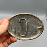 Vintage Alpaca Mexico Western Belt Buckle - Three Horse Heads, Floral Engravings Image 8