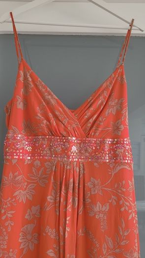 MONSOON coral silk dress Sz 16
