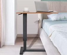 Overbed Bedside Table with Rolling Wheels 80x40x89.5cm C Shape Side Table Adjustable Height Hospital Bed End Table Sofa Large Laptop Side Table for Couch, Living Room, Multiple Uses