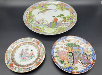 Vintage Chinese Mid 20th century hand painted plates