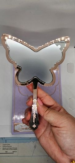 Flower Knows Butterfly Handheld Mirror in Purple