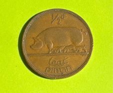 Irish pre-decimal halfpenny coin