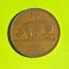 Irish pre-decimal halfpenny coin