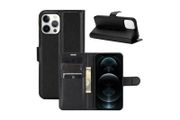 For iPhone 12 Pro Max Wallet Case Cover Flip Book PU Leather Holder Card Slots Black - FHT09IPK1