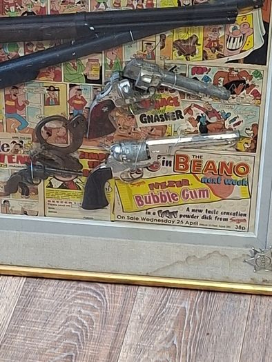 Very Large Old Collectors Toy Gun Display, this has to be Collected as is very big and has glass front.,