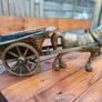Antique Heavy Brass Horse & Cart Image 2