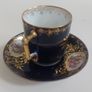 Stunning Antique Alt Wien Old Vienna or Augarten Porcelain Manufactory Hand Painted and Hand Gilded Small Coffee Can and Matching Saucer, with the Authentic Bindenschild Shield Backstamps Image 4