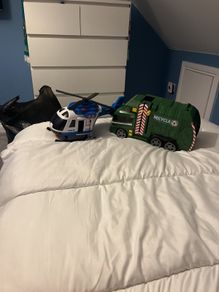 Helicopter and Recycle Truck