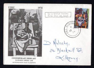 1974 Ireland Contemporary Irish Art: Painting by Norah McGuiness Commemorative Stamp First Day Cover (FDC) with Cill Choinnigh (Kilkenny) cancel